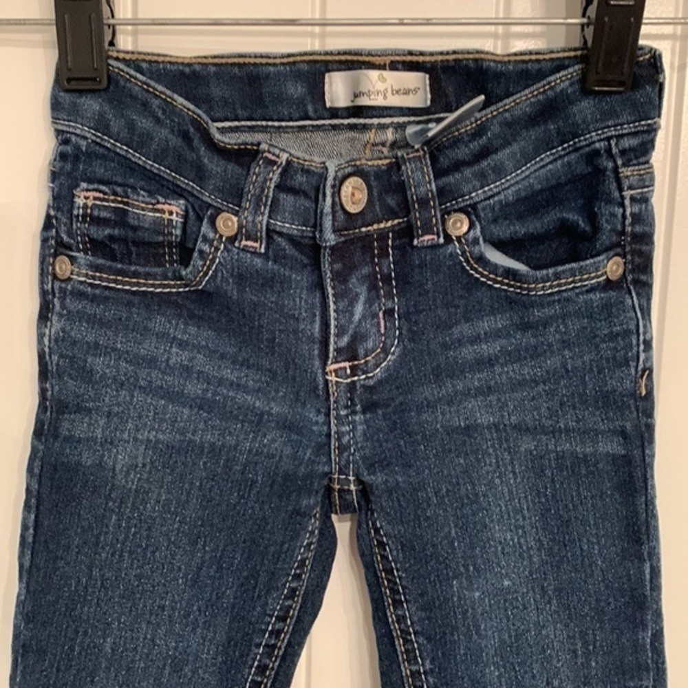 💐5/25 girls toddler jumping beans dark wash adjustable bootcut flare jeans - Picture 2 of 9